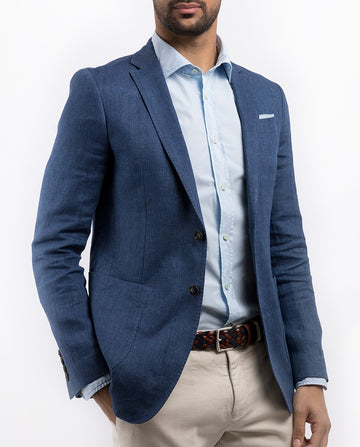 Blue Sports Jacket 100% Linen